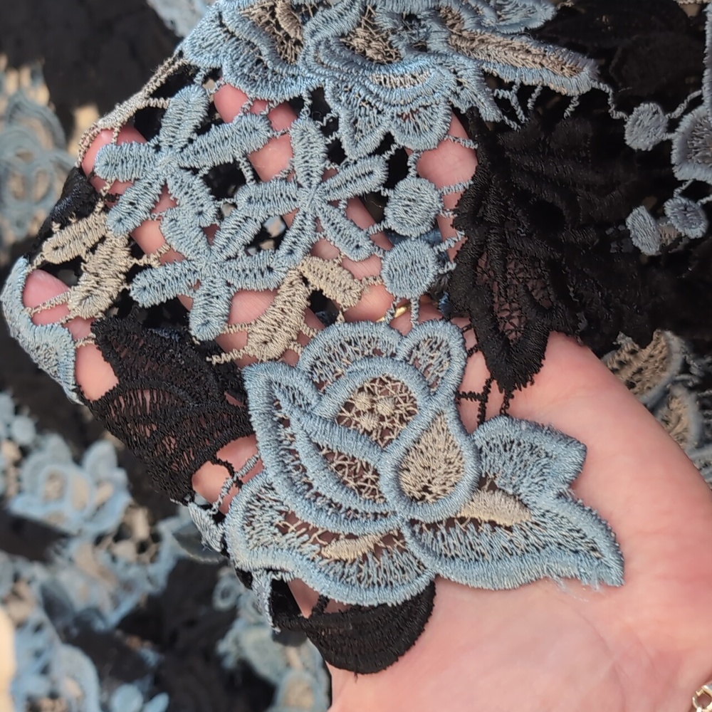 Kobi Halperin Black and Blue Lace Blouse - Picture 4 of 11